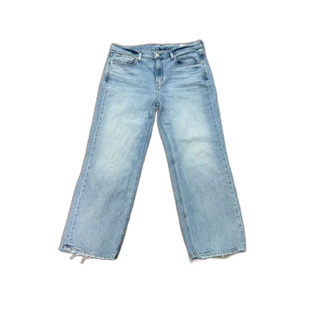 AYR The Easy Easy Jeans Size 32 Straight Leg Crop Stretch Distressed Raw Hem
